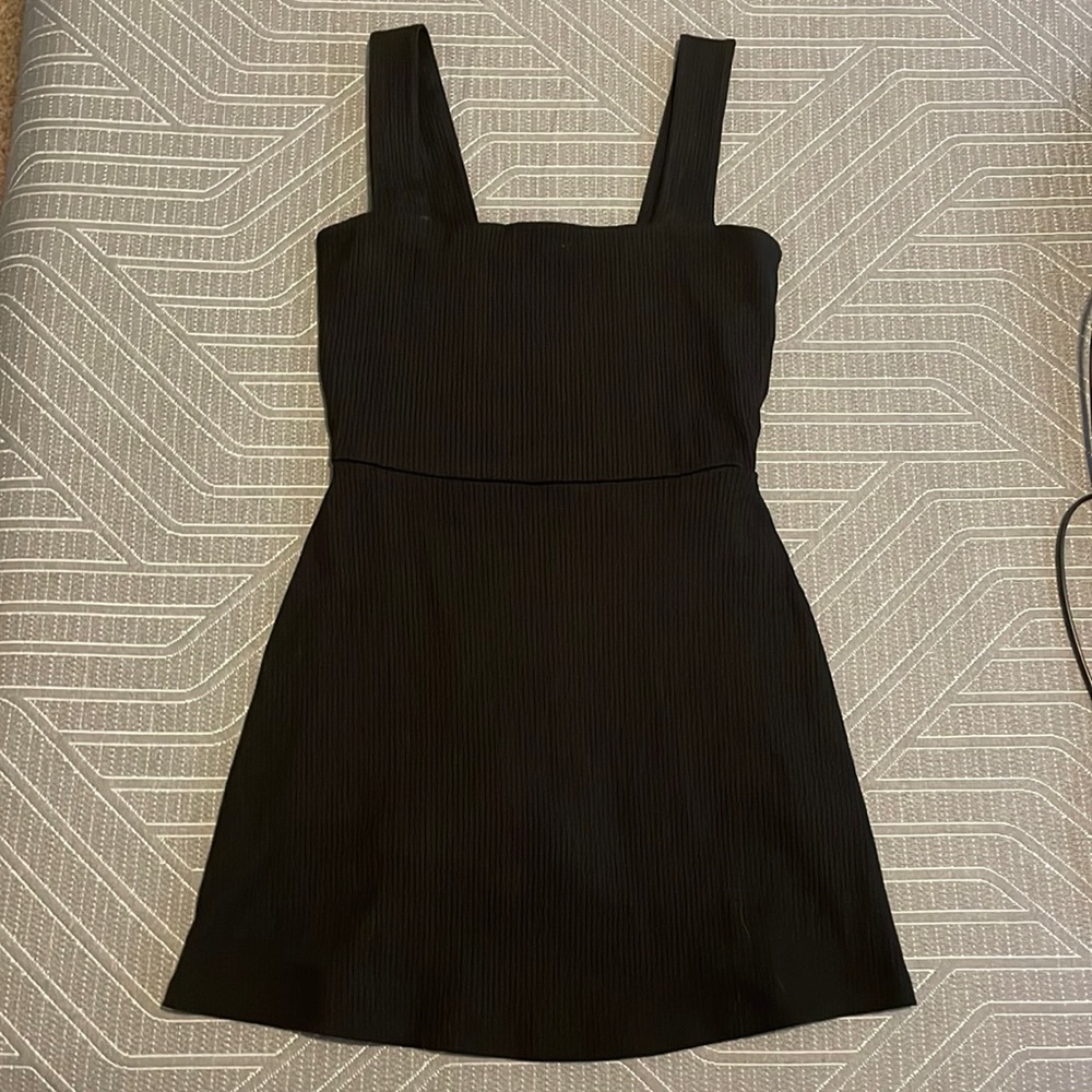 PINK Victoria's Secret Black Ribbed Square-Neck Mini Dress